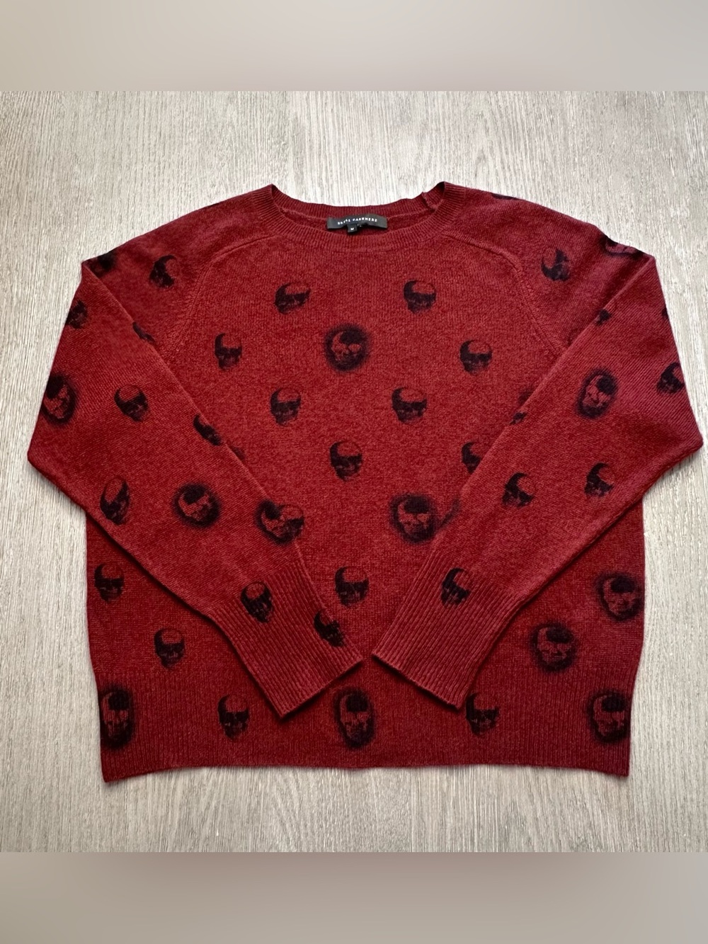 Skull Cashmere 100% Cashmere Burgundy Skull Print Sweater M